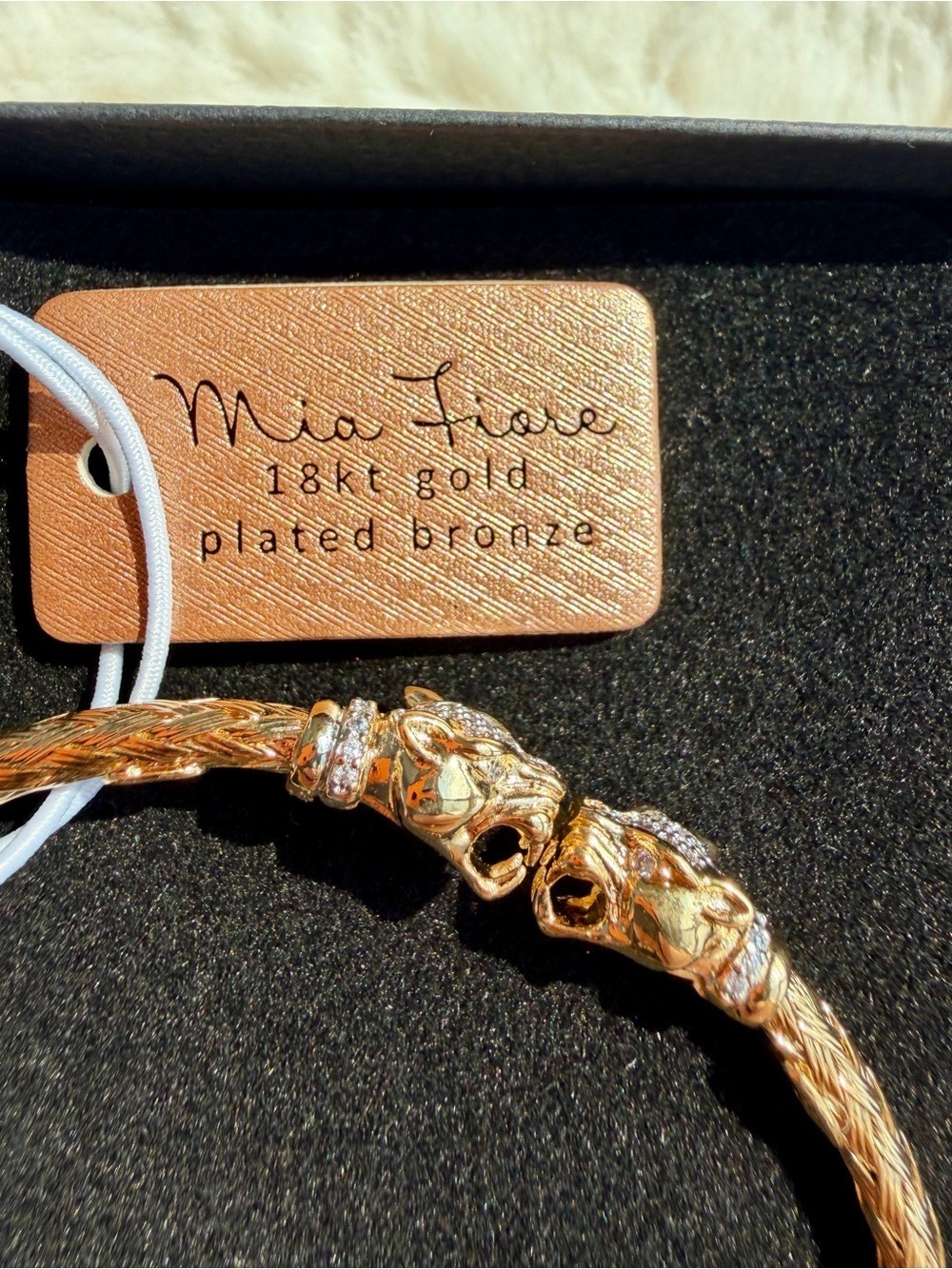 Italian Gold-Tone Braided Dragon Head Bangle Bracelet - Picture 2 of 7